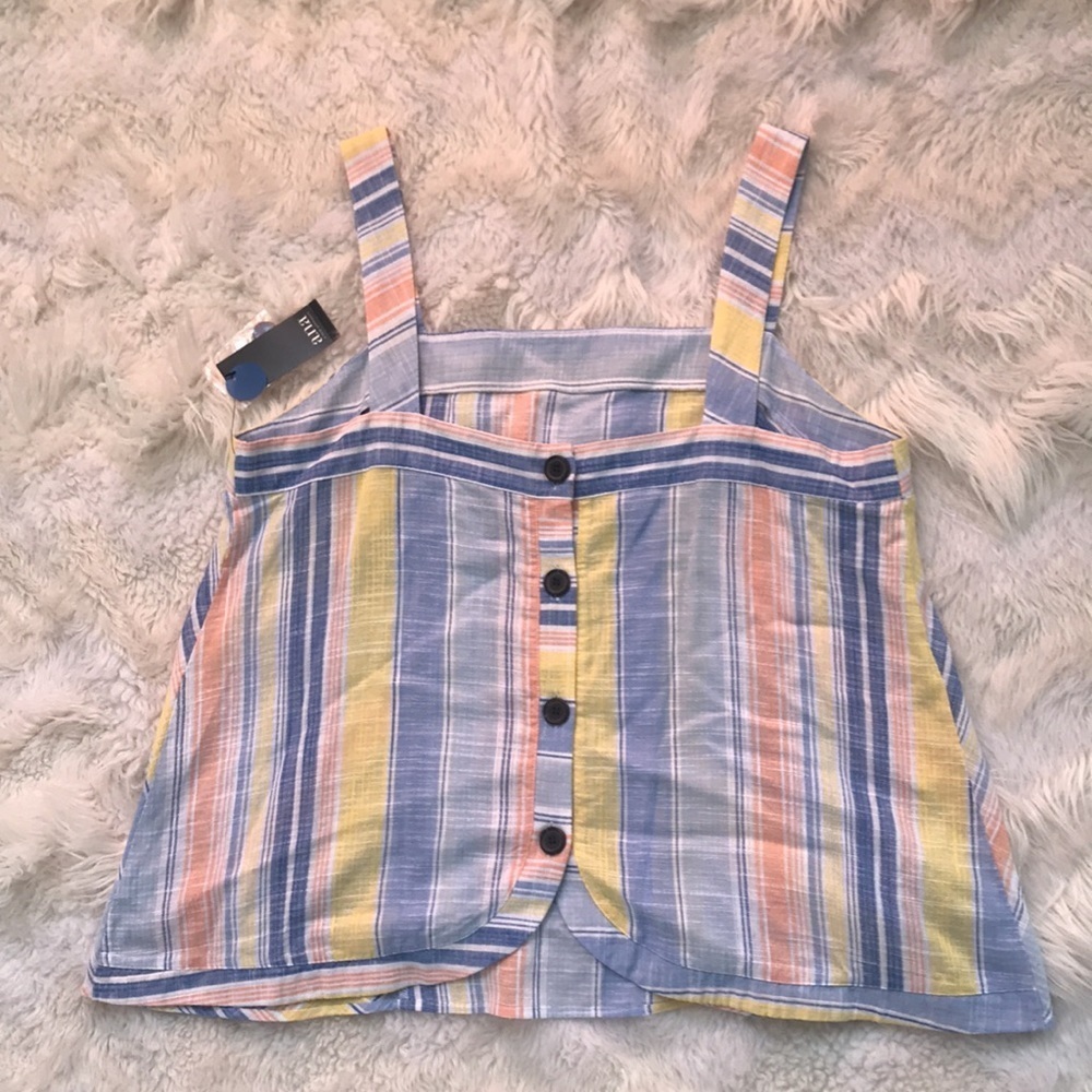 NEW a.n.a. multi color pastels cropped strappy top line A size XXL beachy